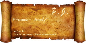 Prommer Jenő névjegykártya