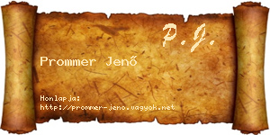 Prommer Jenő névjegykártya